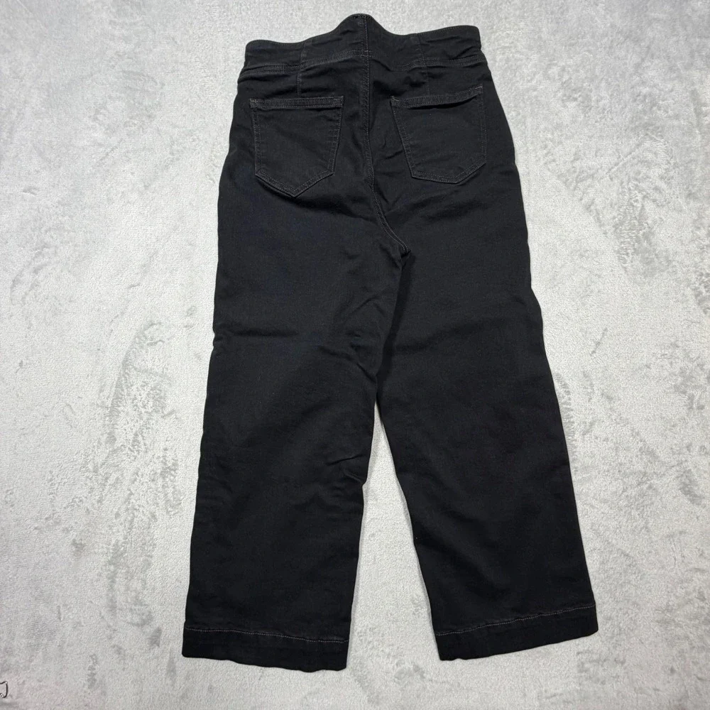 Chico's Black Cotton Wide Leg Crop Pants Pull On High Rise Size 6P S Capsule - Picture 6 of 6